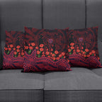 Melbourne Demons ANZAC Day Pillow Cover Indigenous Dot Art with Poppy Flower Tribute