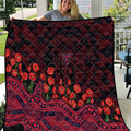 Melbourne Demons ANZAC Day Quilt Indigenous Dot Art with Poppy Flower Tribute
