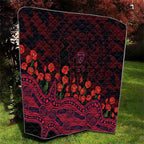 Melbourne Demons ANZAC Day Quilt Indigenous Dot Art with Poppy Flower Tribute