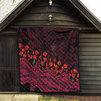 Melbourne Demons ANZAC Day Quilt Indigenous Dot Art with Poppy Flower Tribute