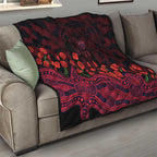 Melbourne Demons ANZAC Day Quilt Indigenous Dot Art with Poppy Flower Tribute