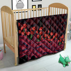 Melbourne Demons ANZAC Day Quilt Indigenous Dot Art with Poppy Flower Tribute