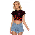 Melbourne Demons ANZAC Day Raglan Cropped T Shirt Indigenous Dot Art with Poppy Flower Tribute