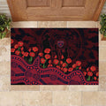 Melbourne Demons ANZAC Day Rubber Doormat Indigenous Dot Art with Poppy Flower Tribute