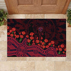 Melbourne Demons ANZAC Day Rubber Doormat Indigenous Dot Art with Poppy Flower Tribute