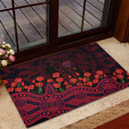 Melbourne Demons ANZAC Day Rubber Doormat Indigenous Dot Art with Poppy Flower Tribute