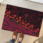 Melbourne Demons ANZAC Day Rubber Doormat Indigenous Dot Art with Poppy Flower Tribute