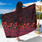 Melbourne Demons ANZAC Day Sarong Indigenous Dot Art with Poppy Flower Tribute