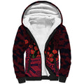 Melbourne Demons ANZAC Day Sherpa Hoodie Indigenous Dot Art with Poppy Flower Tribute