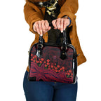 Melbourne Demons ANZAC Day Shoulder Handbag Indigenous Dot Art with Poppy Flower Tribute