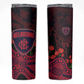 Melbourne Demons ANZAC Day Skinny Tumbler Indigenous Dot Art with Poppy Flower Tribute