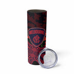 Melbourne Demons ANZAC Day Skinny Tumbler Indigenous Dot Art with Poppy Flower Tribute