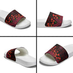 Melbourne Demons ANZAC Day Slide Sandals Indigenous Dot Art with Poppy Flower Tribute