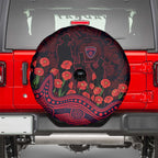 Melbourne Demons ANZAC Day Spare Tire Cover Indigenous Dot Art with Poppy Flower Tribute