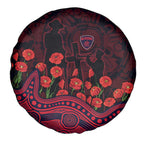 Melbourne Demons ANZAC Day Spare Tire Cover Indigenous Dot Art with Poppy Flower Tribute