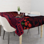 Melbourne Demons ANZAC Day Tablecloth Indigenous Dot Art with Poppy Flower Tribute