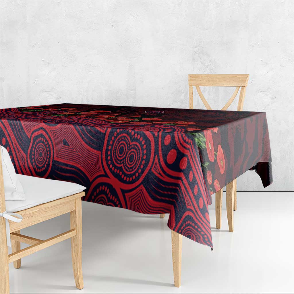 Melbourne Demons ANZAC Day Tablecloth Indigenous Dot Art with Poppy Flower Tribute