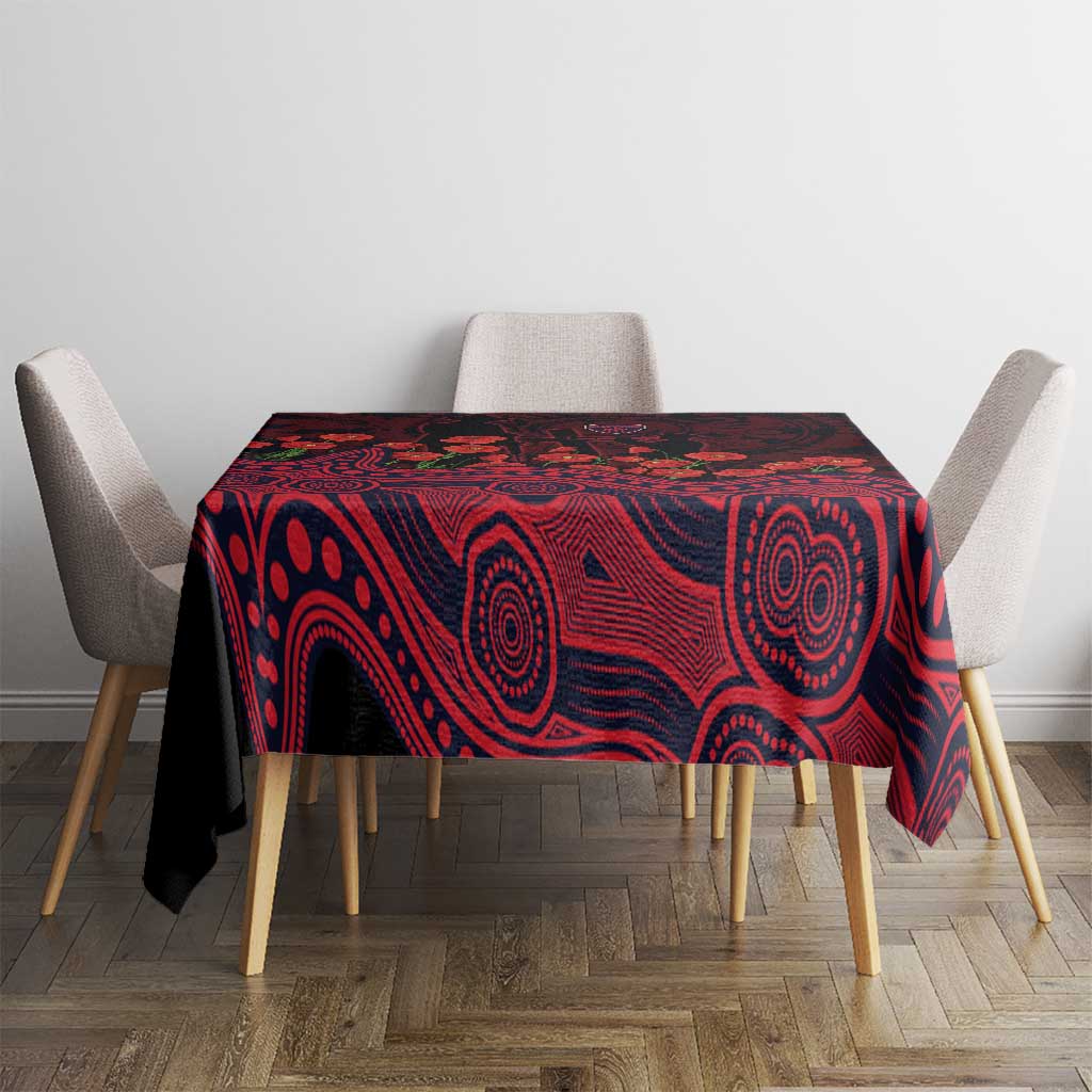 Melbourne Demons ANZAC Day Tablecloth Indigenous Dot Art with Poppy Flower Tribute