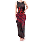 Melbourne Demons ANZAC Day Tank Maxi Dress Indigenous Dot Art with Poppy Flower Tribute