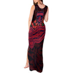 Melbourne Demons ANZAC Day Tank Maxi Dress Indigenous Dot Art with Poppy Flower Tribute