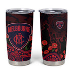 Melbourne Demons ANZAC Day Tumbler Cup Indigenous Dot Art with Poppy Flower Tribute