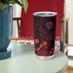 Melbourne Demons ANZAC Day Tumbler Cup Indigenous Dot Art with Poppy Flower Tribute