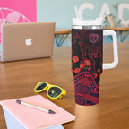 Melbourne Demons ANZAC Day Tumbler With Handle Indigenous Dot Art with Poppy Flower Tribute