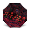 Melbourne Demons ANZAC Day Umbrella Indigenous Dot Art with Poppy Flower Tribute