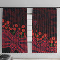 Melbourne Demons ANZAC Day Window Curtain Indigenous Dot Art with Poppy Flower Tribute