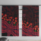 Melbourne Demons ANZAC Day Window Curtain Indigenous Dot Art with Poppy Flower Tribute