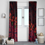 Melbourne Demons ANZAC Day Window Curtain Indigenous Dot Art with Poppy Flower Tribute