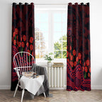 Melbourne Demons ANZAC Day Window Curtain Indigenous Dot Art with Poppy Flower Tribute