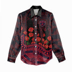 Melbourne Demons ANZAC Day Women Casual Shirt Indigenous Dot Art with Poppy Flower Tribute