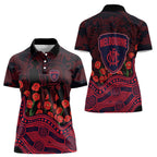 Melbourne Demons ANZAC Day Women Polo Shirt Indigenous Dot Art with Poppy Flower Tribute