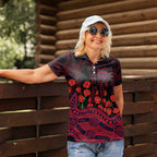 Melbourne Demons ANZAC Day Women Polo Shirt Indigenous Dot Art with Poppy Flower Tribute