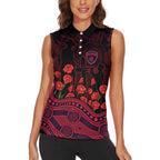 Melbourne Demons ANZAC Day Women Sleeveless Polo Shirt Indigenous Dot Art with Poppy Flower Tribute