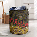 Hawthorn Hawks ANZAC Day Laundry Basket Indigenous Dot Art with Poppy Flower Tribute