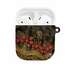 Hawthorn Hawks ANZAC Day AirPods Case Indigenous Dot Art with Poppy Flower Tribute