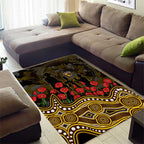 Hawthorn Hawks ANZAC Day Area Rug Indigenous Dot Art with Poppy Flower Tribute