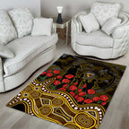 Hawthorn Hawks ANZAC Day Area Rug Indigenous Dot Art with Poppy Flower Tribute