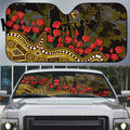 Hawthorn Hawks ANZAC Day Auto Sun Shade Indigenous Dot Art with Poppy Flower Tribute