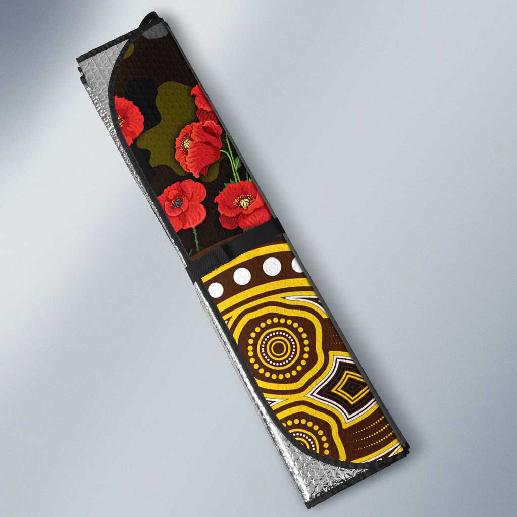 Hawthorn Hawks ANZAC Day Auto Sun Shade Indigenous Dot Art with Poppy Flower Tribute