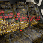 Hawthorn Hawks ANZAC Day Back Car Seat Cover Indigenous Dot Art with Poppy Flower Tribute