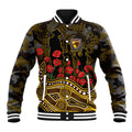 Hawthorn Hawks ANZAC Day Baseball Jacket Indigenous Dot Art with Poppy Flower Tribute