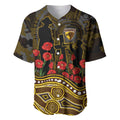 Hawthorn Hawks ANZAC Day Baseball Jersey Indigenous Dot Art with Poppy Flower Tribute