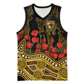 Hawthorn Hawks ANZAC Day Basketball Jersey Indigenous Dot Art with Poppy Flower Tribute