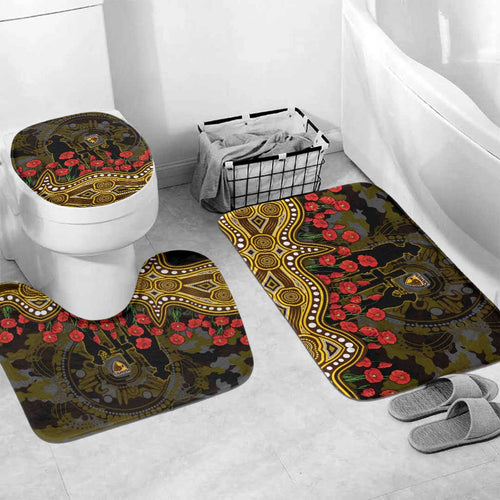 Hawthorn Hawks ANZAC Day Bathroom Set Indigenous Dot Art with Poppy Flower Tribute