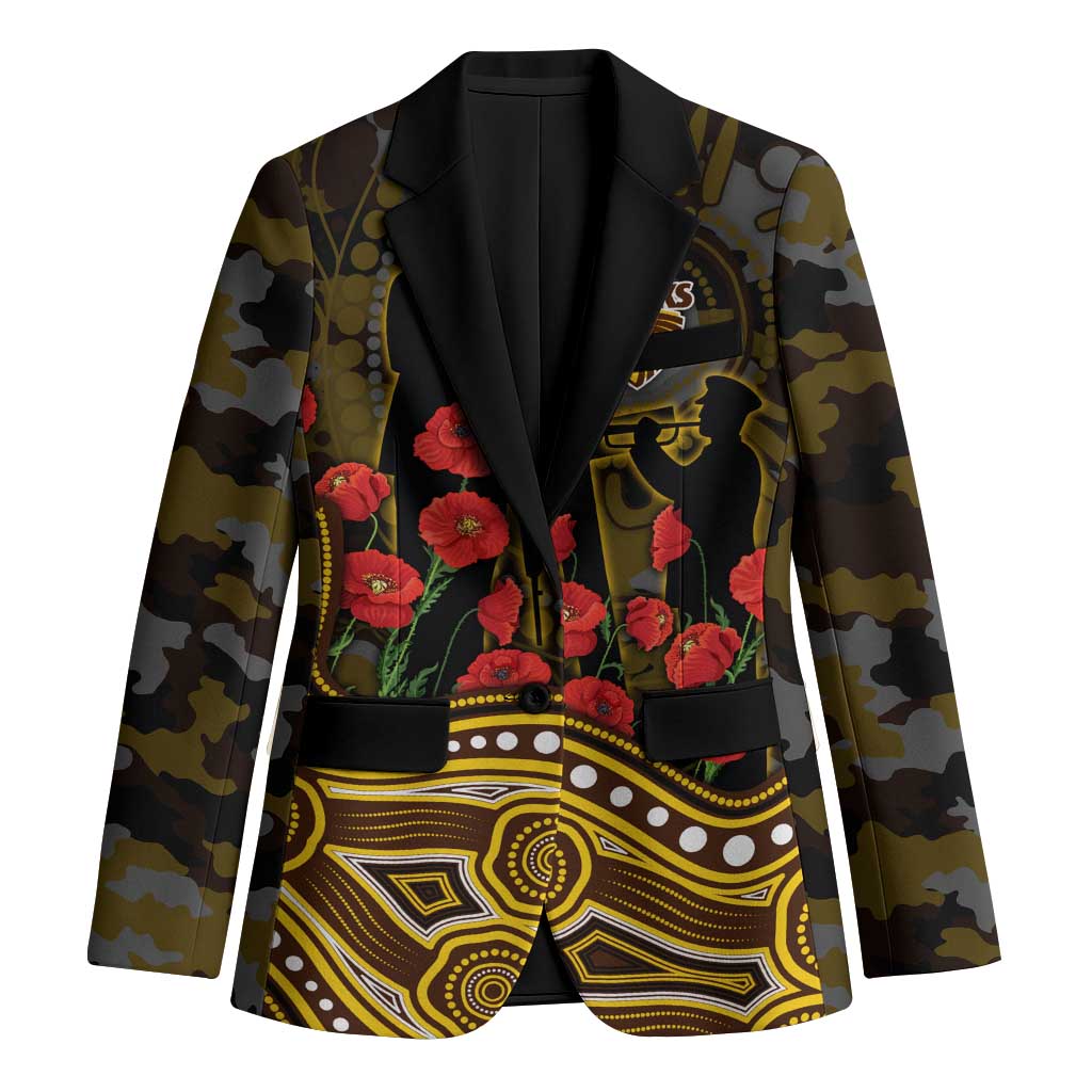 Hawthorn Hawks ANZAC Day Blazer Indigenous Dot Art with Poppy Flower Tribute