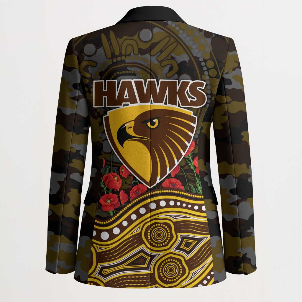 Hawthorn Hawks ANZAC Day Blazer Indigenous Dot Art with Poppy Flower Tribute