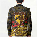 Hawthorn Hawks ANZAC Day Blazer Indigenous Dot Art with Poppy Flower Tribute